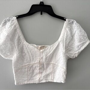 Lucky Brand White Eyelet Blouse